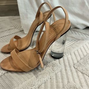 SCHUTZ Nude Heels with Transparent Block Heel
